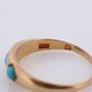 Victorian 18k Turquoise Cabochon stone Ring. 18k UK England Turquoise bezel set band. Gypsy set turquoise band. st(198)