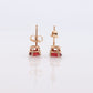 Oval GARNET 14k Gold Stud Earrings. Cherry red Garnet studs. Minimalist dainty earrings. st(42)