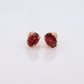 Oval GARNET 14k Gold Stud Earrings. Cherry red Garnet studs. Minimalist dainty earrings. st(42)