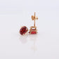 Oval GARNET 14k Gold Stud Earrings. Cherry red Garnet studs. Minimalist dainty earrings. st(42)
