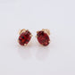 Oval GARNET 14k Gold Stud Earrings. Cherry red Garnet studs. Minimalist dainty earrings. st(42)