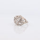 14k Diamond Three stone Bombe Ring. GOTHIC Edwardian Diamond cluster trilogy cocktail ring. 0.37ctw of diamonds st(115)