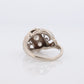 14k Diamond Three stone Bombe Ring. GOTHIC Edwardian Diamond cluster trilogy cocktail ring. 0.37ctw of diamonds st(115)