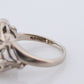 14k Diamond Three stone Bombe Ring. GOTHIC Edwardian Diamond cluster trilogy cocktail ring. 0.37ctw of diamonds st(115)