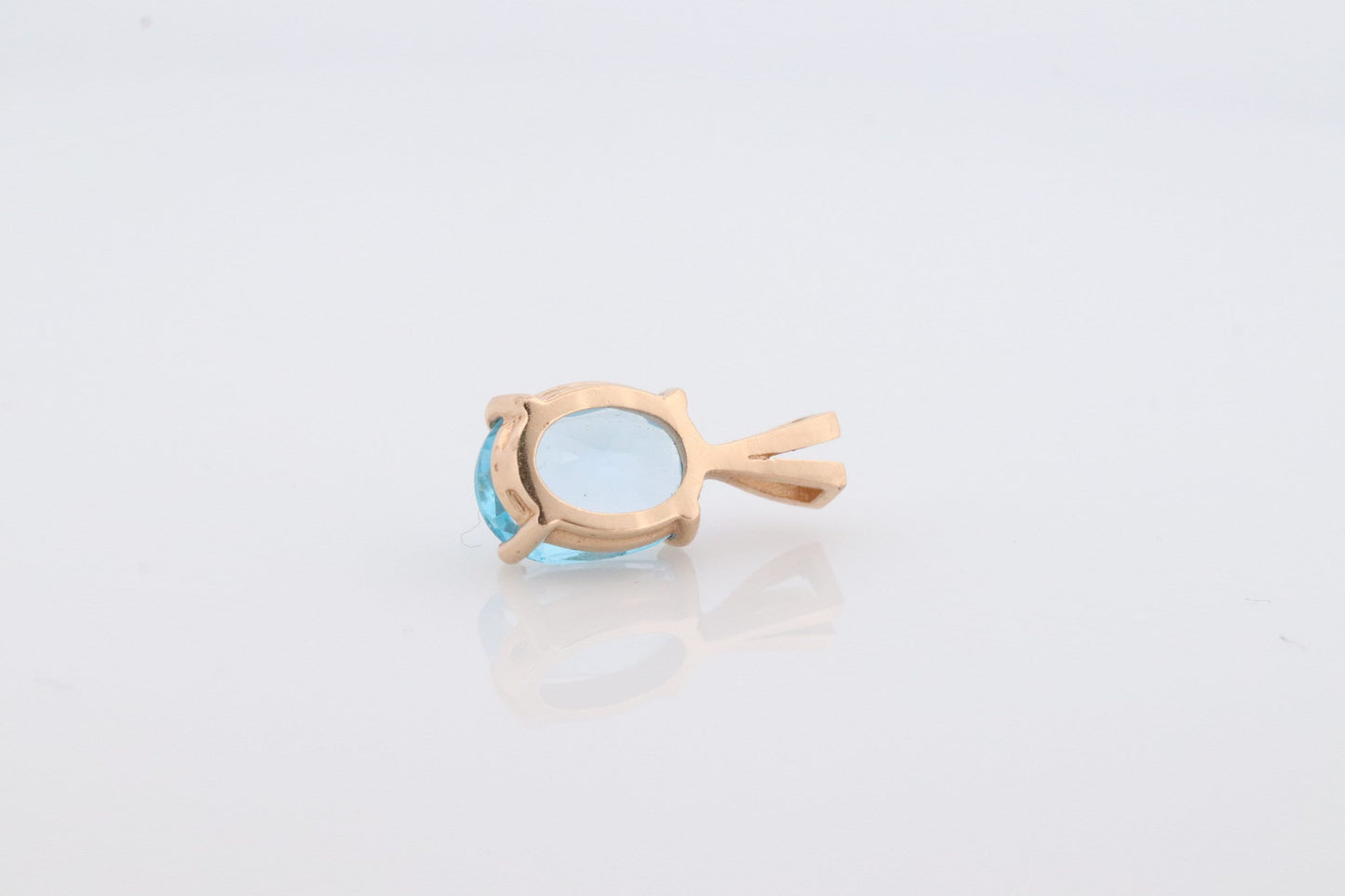 14k Blue TOPAZ Pendant. High quality solitaire oval pendant piece. st(42)