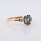 Blue and White Topaz Solitaire Ring. 10k white gold Trio ring. st(42)