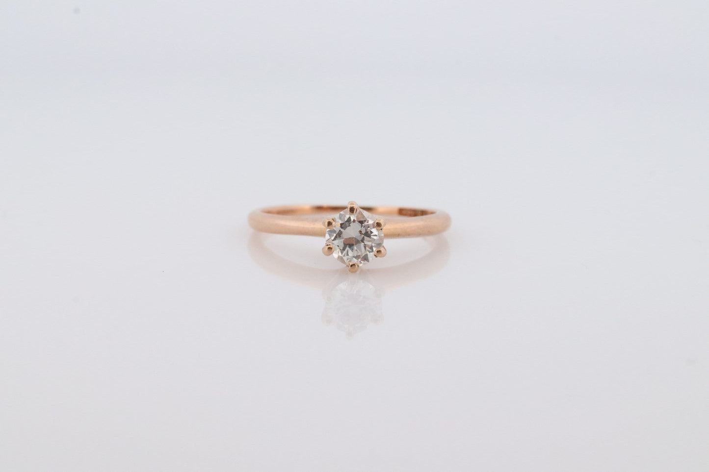 Otsby Barton Diamond Ring. 14k Yellow Gold HIGH Claw Design. OB from Art Deco 1920 Era. Round Diamond Claw ring. st(200)