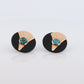14k Carved Onyx Round Earrings. 14k Onyx and Turquoise bezel set earrings . st(47)