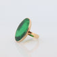 18k Green Jade Thin Glass ring. Jade Bezel set ring. Very rare Jade Flat Signet ring. st(295)