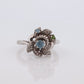 10k Blooming Flower and leaves ring. Multi gem Topaz flower ring. st(89)