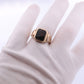 10k Bloodstone ring. Black and Red Blood stone Mens yellow gold signet ring. st(192)