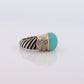 David Yurman ring. 18k Yellow Gold and 925 Sterling Silver Cable ring. Chalcedony Cabochon and Diamond pave vintage DY ring. st(219)