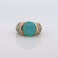 David Yurman ring. 18k Yellow Gold and 925 Sterling Silver Cable ring. Chalcedony Cabochon and Diamond pave vintage DY ring. st(219)