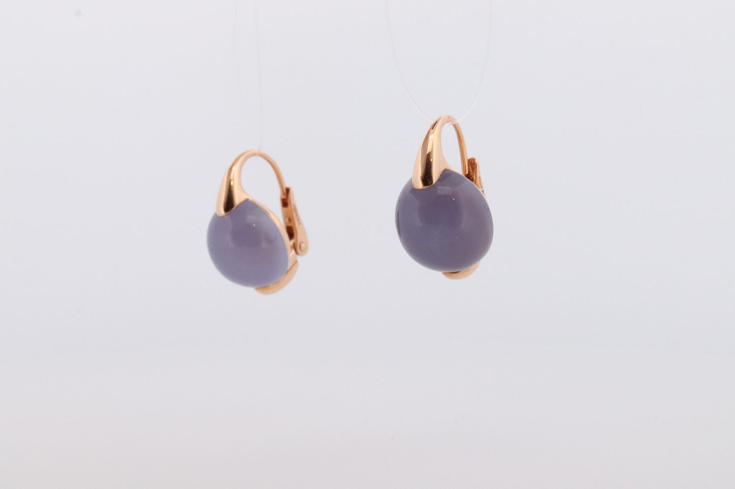 18k POMELATTO Earrings. 18k Rose Gold Pomellato Chalcedony LUNA collection. Chalcedinio Dangle earrings. st(10-06)
