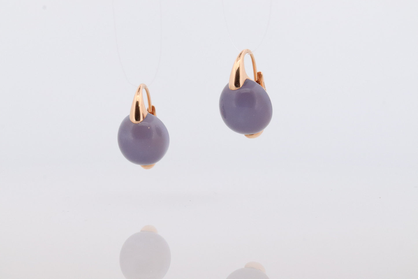 18k POMELATTO Earrings. 18k Rose Gold Pomellato Chalcedony LUNA collection. Chalcedinio Dangle earrings. st(10-06)
