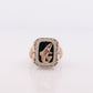 Black Hills Gold 10k/12k and Sterling Ring. Heavy 10k Onyx Trout Salmon Fish Black Hills Gold Mens Statement Ring. stock(102)