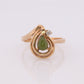 10k Green Apple Jade Jadeite Diamond ring. Pear cut translucent green Jade cabochon ring. st(62)