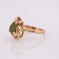 10k Green Apple Jade Jadeite Diamond ring. Pear cut translucent green Jade cabochon ring. st(62)
