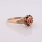 Black Hills Gold Ring Diamond Blue SAPPHIRE halo ring. 10k Multi-Tone Black Hills Gold band. Flower halo ring. st(62)