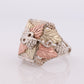 Black Hills Gold Sterling Silver Ring. Large 10k Gold Inlay made by Black Hills Gold Band st(77)