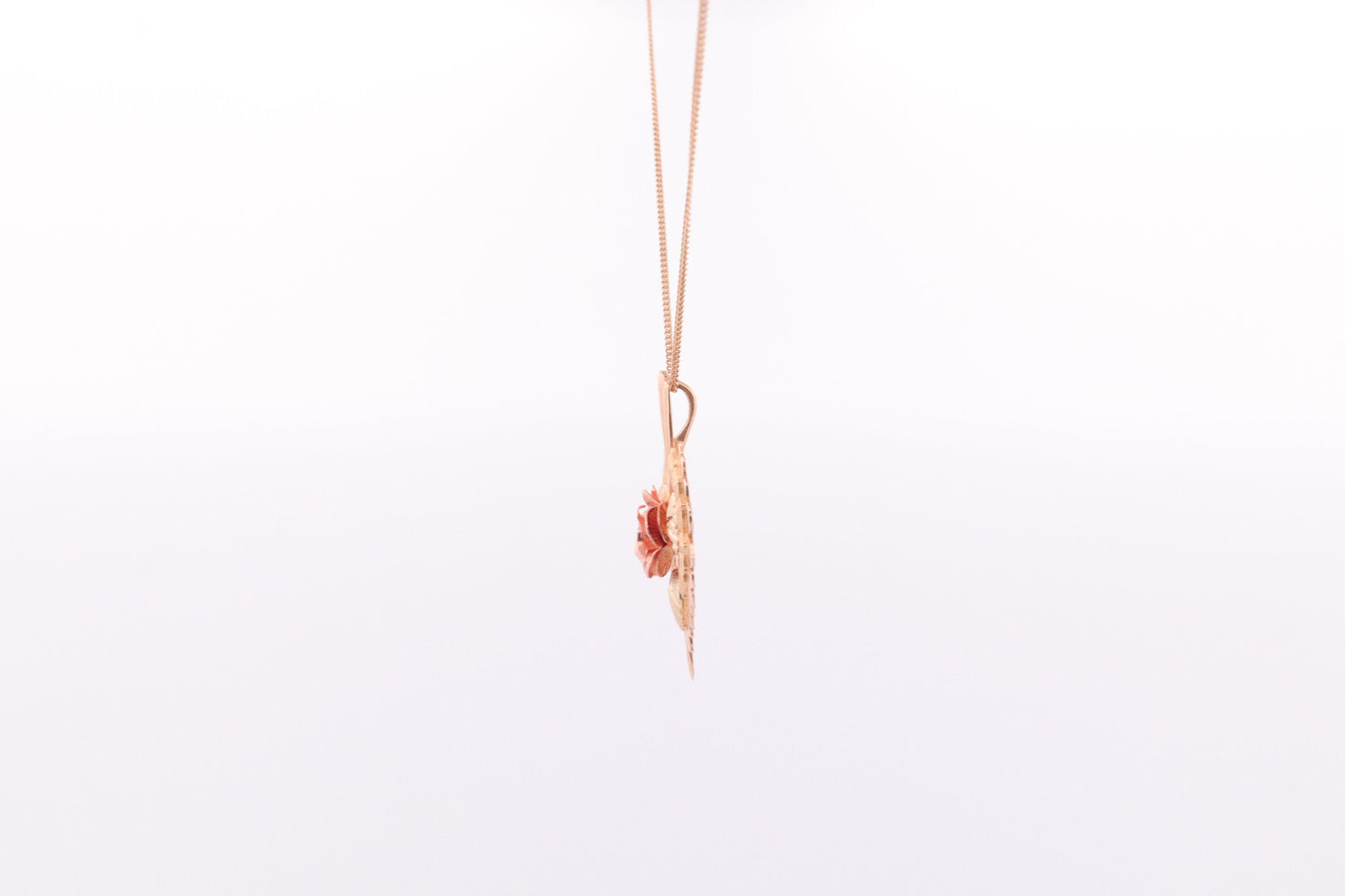 Black Hills Gold Heart Necklace. Large Open Filigree Heart with Rose. 10k multi tone Black Hills Gold. st(60)