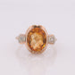 10k Citrine Large solitaire with Diamonds Ring. Citrine Bow Solitaire statement ring. (st62)