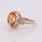 10k Citrine Large solitaire with Diamonds Ring. Citrine Bow Solitaire statement ring. (st62)