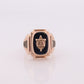 1969 Wyomissing High School Class Graduation ring. 10k Gold with oval Topaz glass solitaire. SCHWEMMER Made st(62)