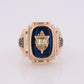 1969 Wyomissing High School Class Graduation ring. 10k Gold with oval Topaz glass solitaire. SCHWEMMER Made st(62)