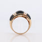 14k Modern Cabochon Onyx and Diamond ring. Wide Dome Onyx. Scalloped Onyx inlaid band. World Wide Imports. st(181)