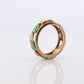 14k Green White Jade cabochon ring. Apple translucent green Leaf open band. Jade Eternity band st(120)