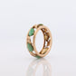 14k Green White Jade cabochon ring. Apple translucent green Leaf open band. Jade Eternity band st(120)