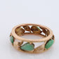 14k Green White Jade cabochon ring. Apple translucent green Leaf open band. Jade Eternity band st(120)