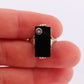 Art Deco Onyx and Diamond Ring. 14k Yellow Gold Rectangle Onyx and Diamond ring. Mourning ring. st(115)
