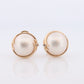 14k Large MABE Pearl Diamond Clip On earrings. Non Pierced Omega Back Clips Mabe Pearl Earrings st(62)