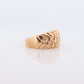 14k Textured Wide Dome 14k Yellow Gold Band. Heavy JCM 14k Engraved and Textured ring. Diamond Cut Dome ring. Pineapple design st(144)
