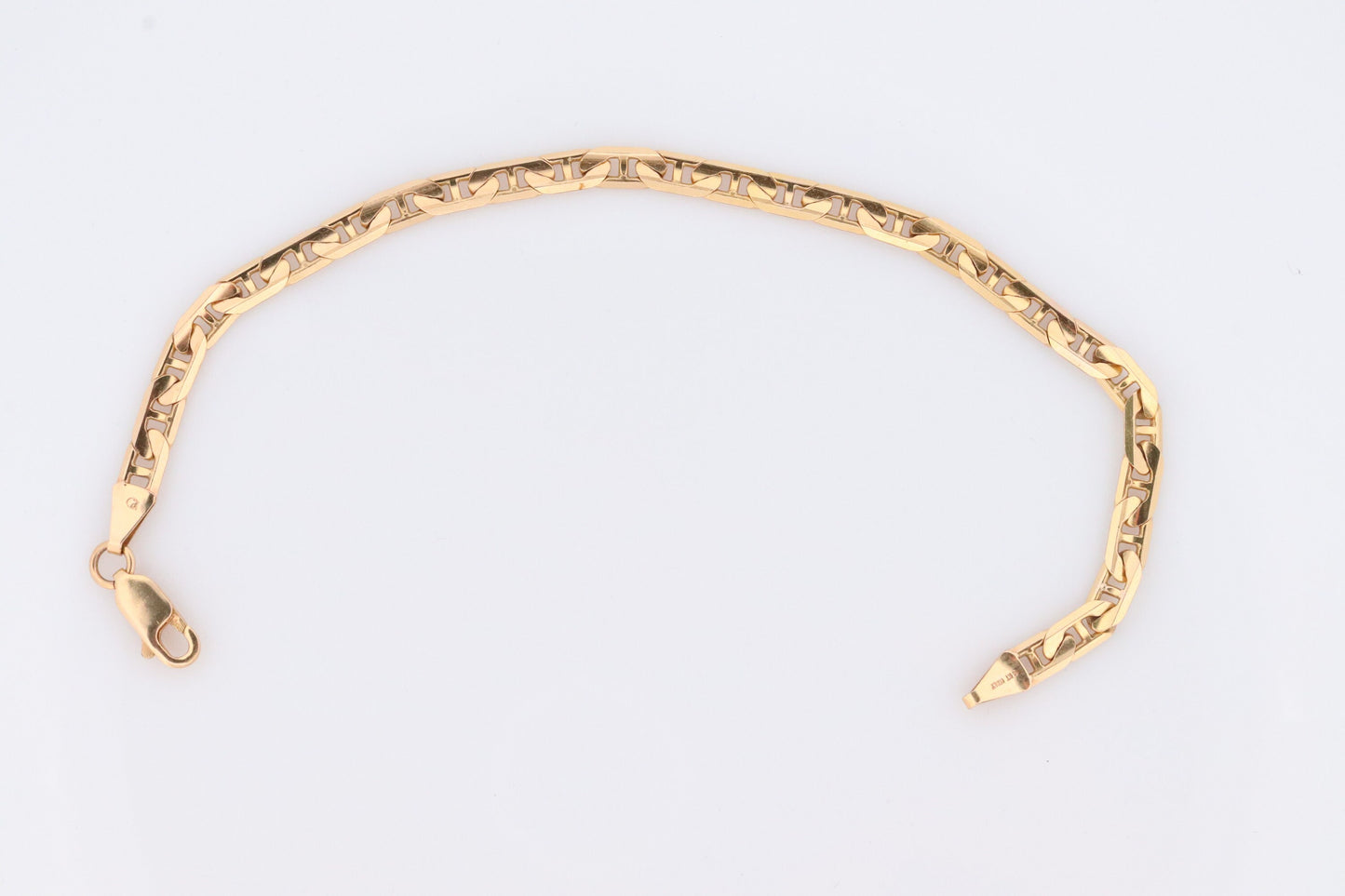 14k Mariner Link Bracelet. Heavy 14k Mens or Womens Anchor Bracelet. 6.9gram 7in length