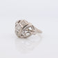 14k Diamond Three stone Bombe Ring. GOTHIC Edwardian Diamond cluster trilogy cocktail ring. 0.37ctw of diamonds st(115)