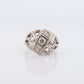 14k Diamond Three stone Bombe Ring. GOTHIC Edwardian Diamond cluster trilogy cocktail ring. 0.37ctw of diamonds st(115)