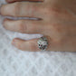 14k Diamond Three stone Bombe Ring. GOTHIC Edwardian Diamond cluster trilogy cocktail ring. 0.37ctw of diamonds st(115)