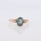 Blue and White Topaz Solitaire Ring. 10k white gold Trio ring. st(42)