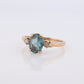 Blue and White Topaz Solitaire Ring. 10k white gold Trio ring. st(42)