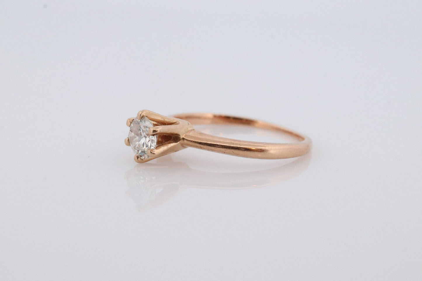 Otsby Barton Diamond Ring. 14k Yellow Gold HIGH Claw Design. OB from Art Deco 1920 Era. Round Diamond Claw ring. st(200)