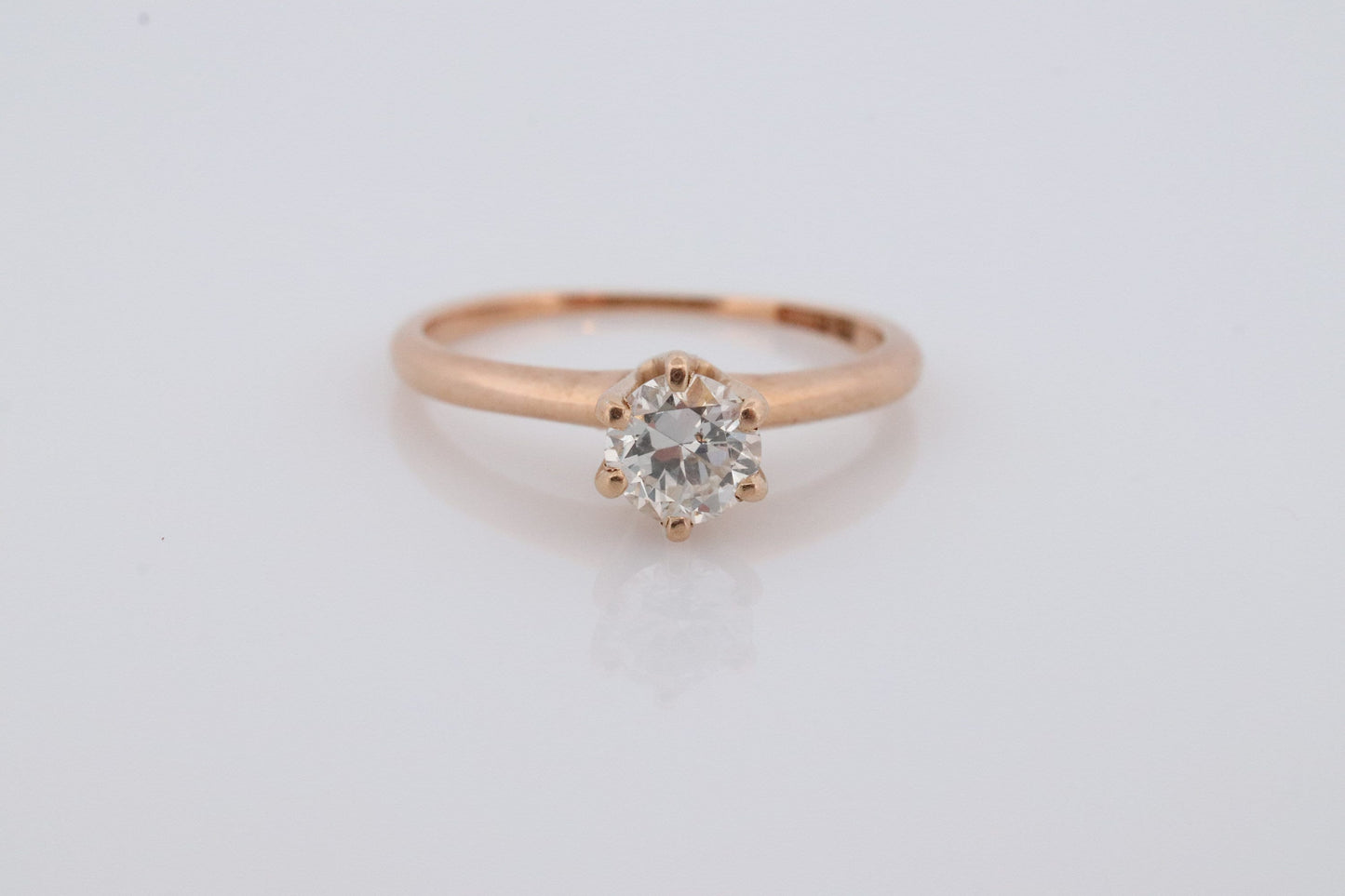 Otsby Barton Diamond Ring. 14k Yellow Gold HIGH Claw Design. OB from Art Deco 1920 Era. Round Diamond Claw ring. st(200)