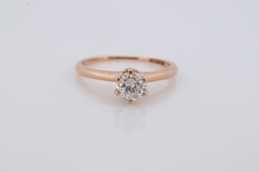 Otsby Barton Diamond Ring. 14k Yellow Gold HIGH Claw Design. OB from Art Deco 1920 Era. Round Diamond Claw ring. st(200)