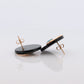 14k Carved Onyx Round Earrings. 14k Onyx and Turquoise bezel set earrings . st(47)