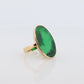 18k Green Jade Thin Glass ring. Jade Bezel set ring. Very rare Jade Flat Signet ring. st(295)