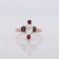 10k Victorian MOONSTONE cabochon TRIO Garnet and pearl seed Claw set ring. Antique sphere Moonstone garnet pearl Trilogy ring. st(135)