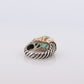 David Yurman ring. 18k Yellow Gold and 925 Sterling Silver Cable ring. Chalcedony Cabochon and Diamond pave vintage DY ring. st(219)