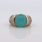 David Yurman ring. 18k Yellow Gold and 925 Sterling Silver Cable ring. Chalcedony Cabochon and Diamond pave vintage DY ring. st(219)